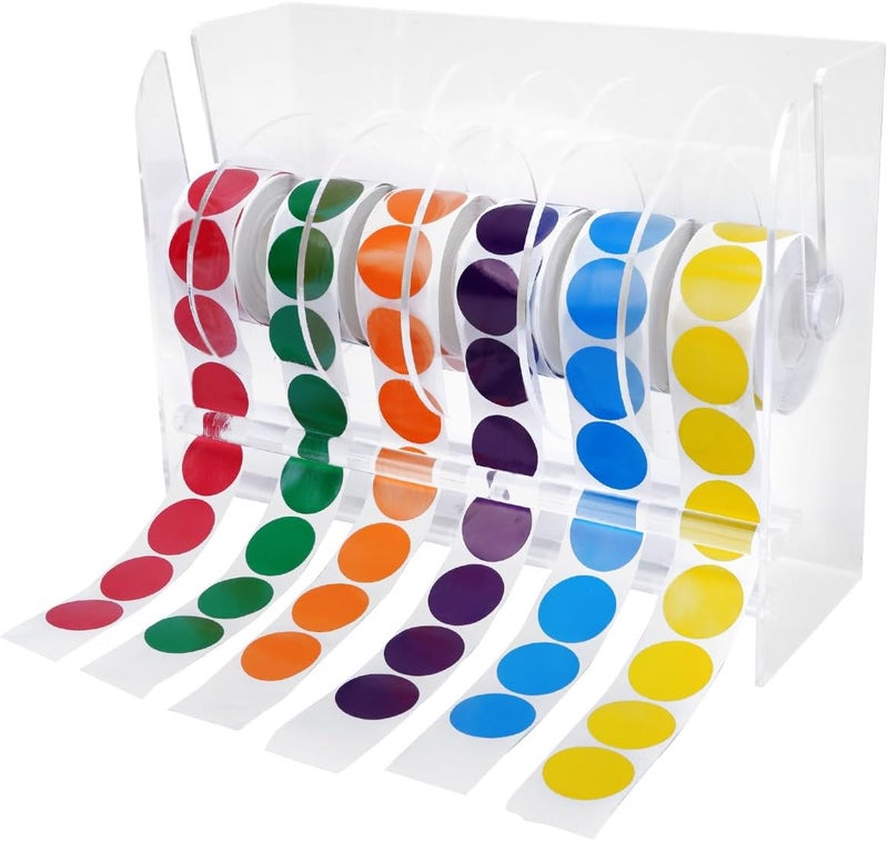 UCEC Acrylic Sticker Holder, Adjustable Label Dispenser 6 Disks, Dispenser for Rolls of Sticker Labels for Small Hand Workers, Offices and Homes - Image 1